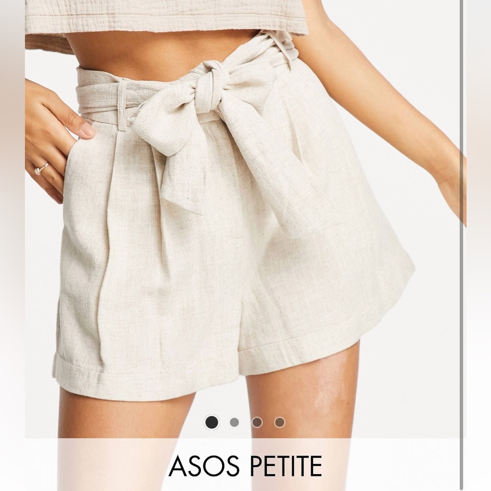ASOS DESIGN | Petite tie waist suit linen shorts in neutral